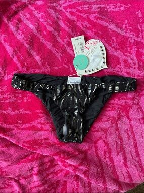 Beach Bunny Black Live wire design laser Cut Bikini Bottom  hologram underlay